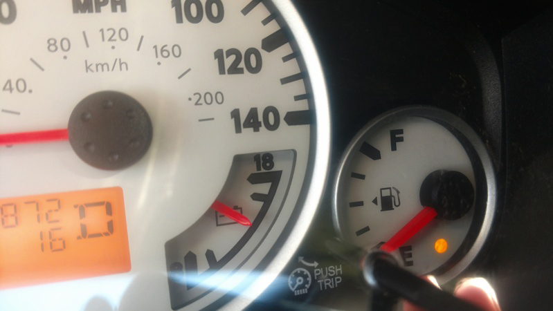 An orange light comes on to let drivers know that they are almost out of fuel.
